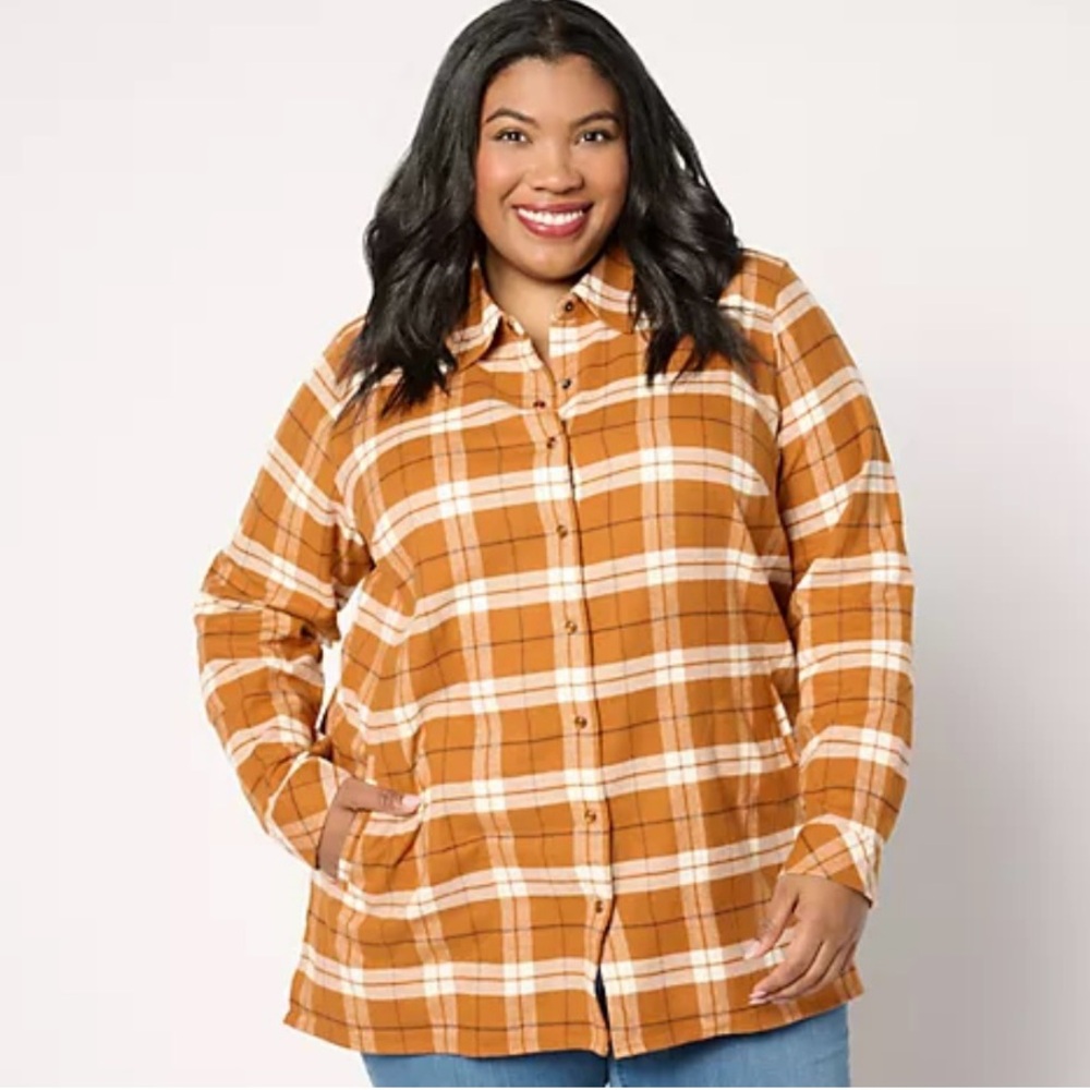 Joan Rivers ( Ginger) Petite 2x Wome Cotton Plaid Flannel